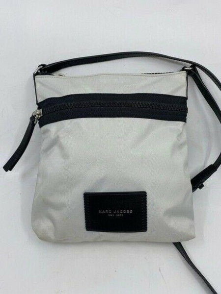 marc jacobs white black nylon fabric cross body bag