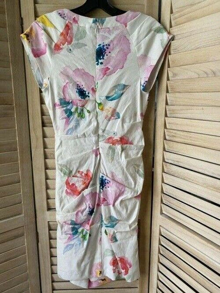 Nicole Miller white pink floral msrp mid length short casual dress