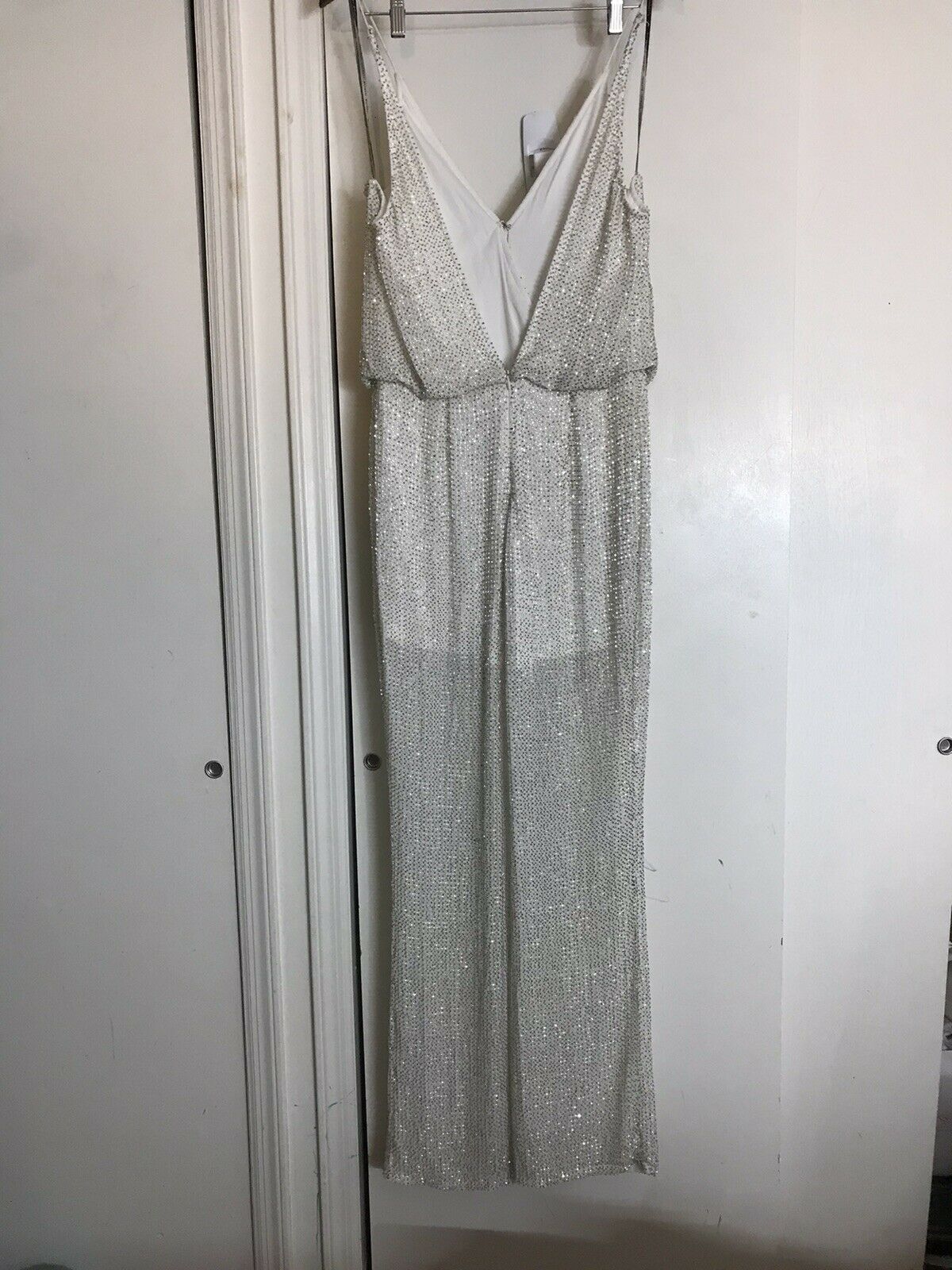ROSA CHA White Fully Beaded Jumpsuit size 2