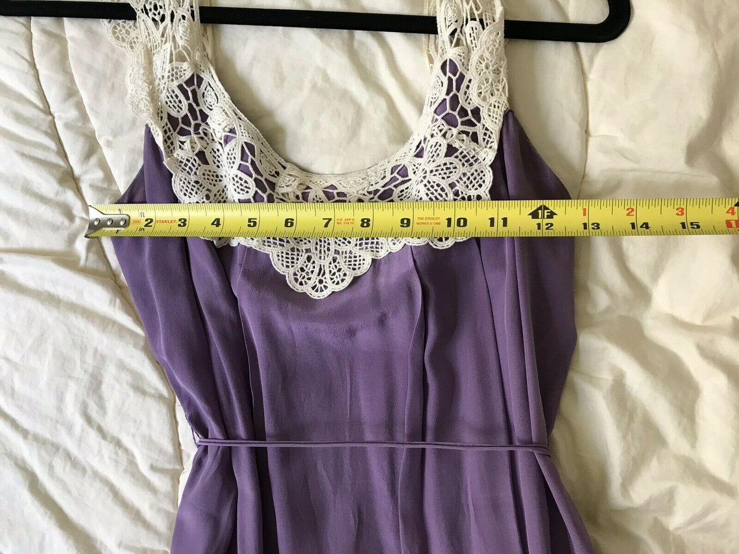 Milly Purple Silk Slip Dress With Crochet Trim Sz 4