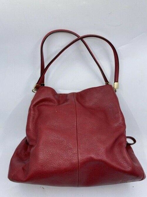 coach large red leather shoulder bag