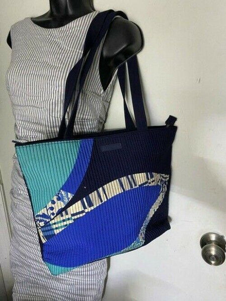 Vera Bradley Large Quilted Navy Blue White Shoulder Bag