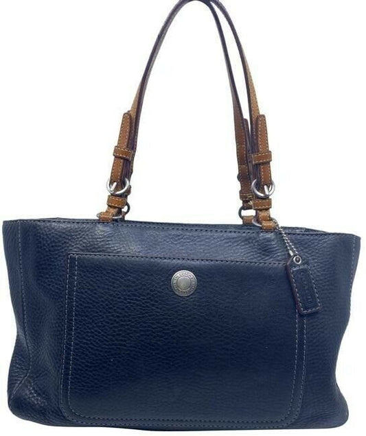 coach medium bag handbag navy leather shoulder bag