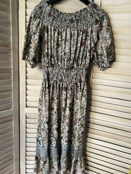 Nicole Miller Multicolor New Floral Smocking Msrp Mid Length Short Casual Dress