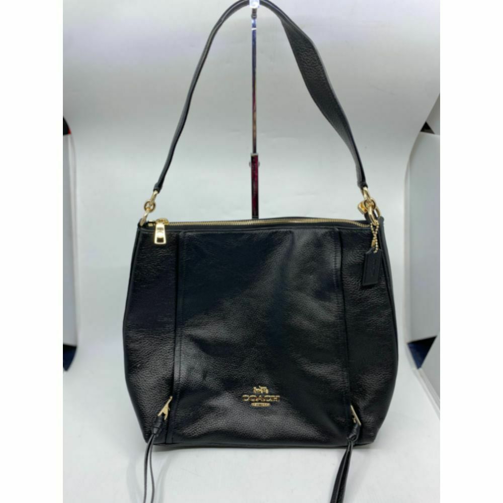 Coach Black Leather Classic Tote Bag Multiple Compartments
