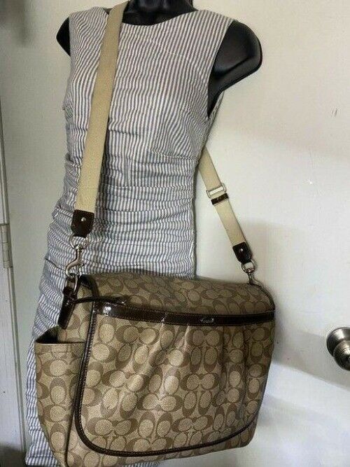 coach tote msrp tan brown coated canvas messenger bag
