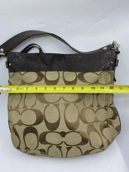coach brown beige fabric shoulder bag