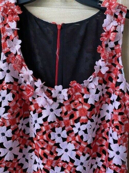 Nicole Miller multicolor new laser cut on black contrast msrp short formal dress