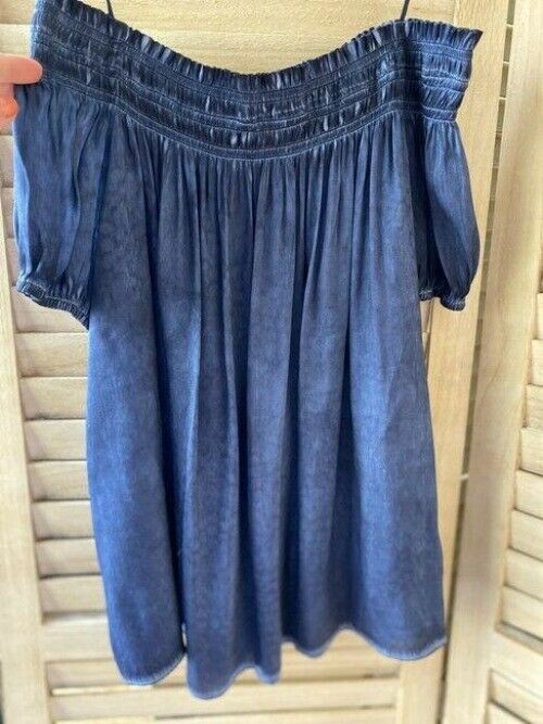Nicole Miller blue off shoulder msrp small blouse