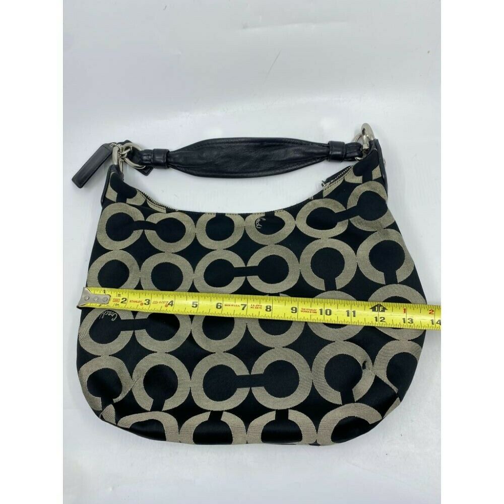 COACH Medium/Large Jacquard Fabric Signature Black Beige Tote Bag