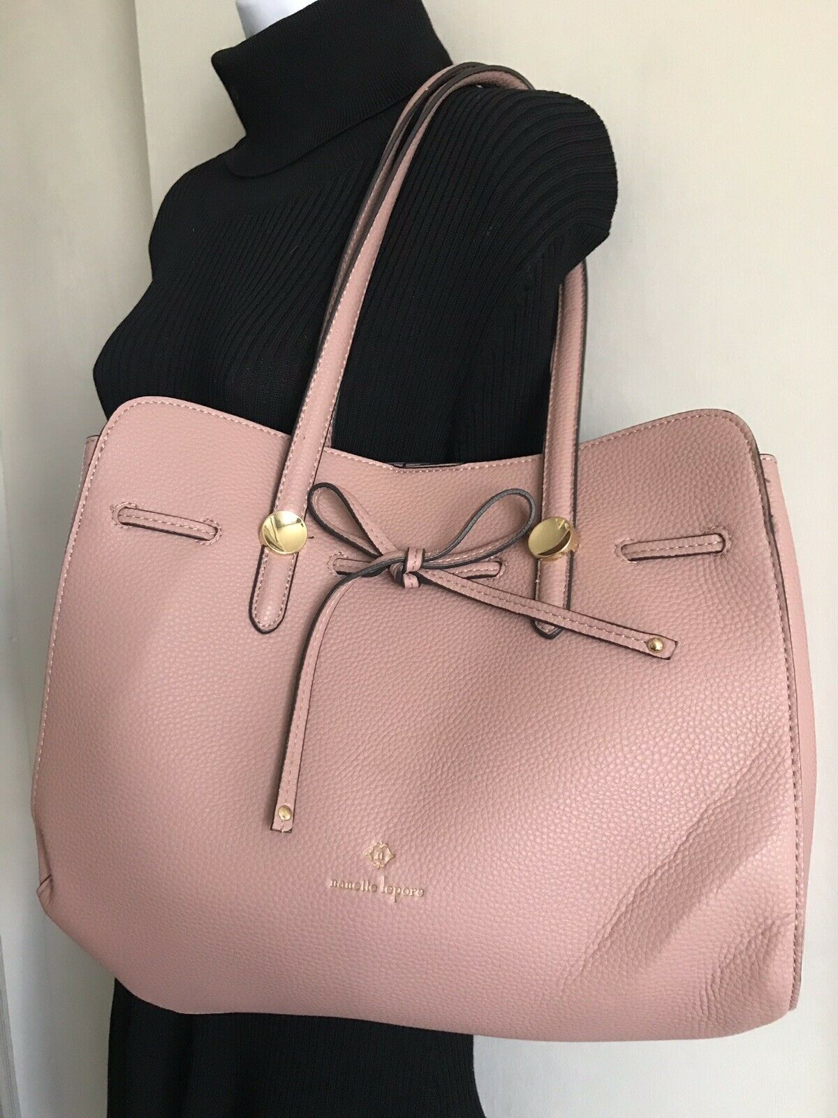NANETTE LEPORE Large Leather Dusty Pink Handle Bag Tote