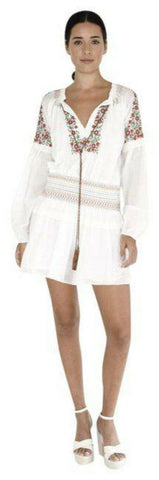 Nicole Miller white new embroidery msrp short formal dress