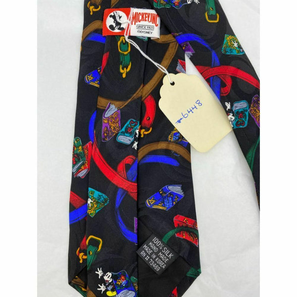 New! MICKEY MOUSE Disney Neck Tie Blue Green 100% Silk Handmade