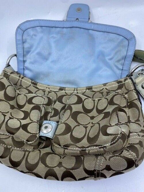 coach mini bag tan fabric tote
