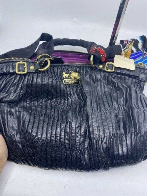 coach w w detachable specialty tie accent black shoulder bag