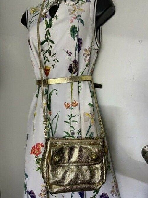 coach small gold leather cross body bag