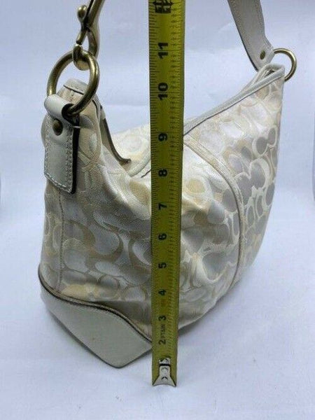 Coach Medium Tote Msrp Beige Silver Jacquard Fabric Shoulder Bag