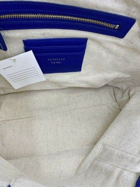 Nicole Miller Shopping Nwot Msrp Blue Leather Tote