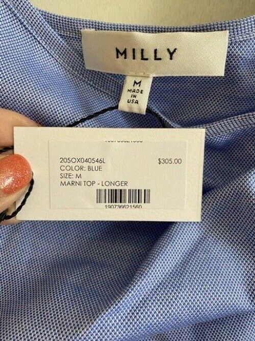 milly blue new women s bell sleeve woven msrp blouse