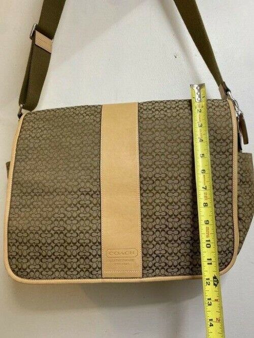 coach xl all over logo cream brown jacquard fabric messenger bag