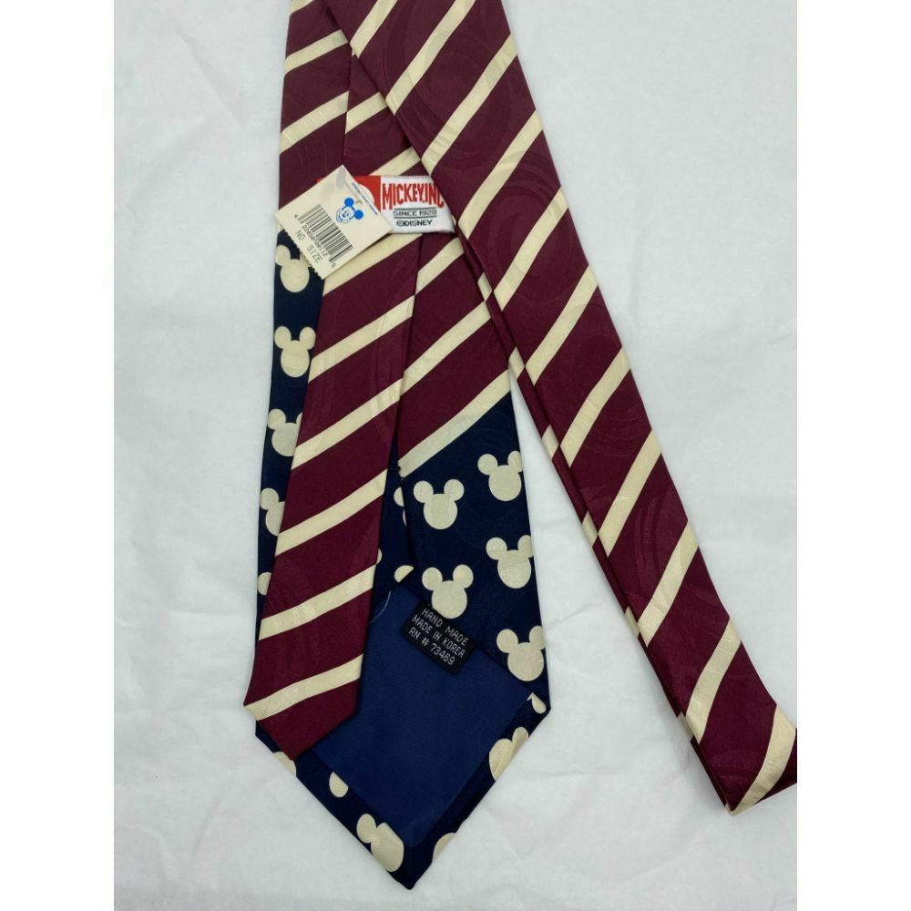 MICKEY MOUSE Disney Neck Tie Cream Blue Hand Made 100% Silk
