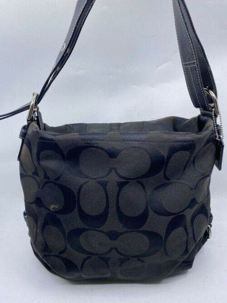 Coach Medium Tote Msrp Black Gray Jacquard Fabric Shoulder Bag