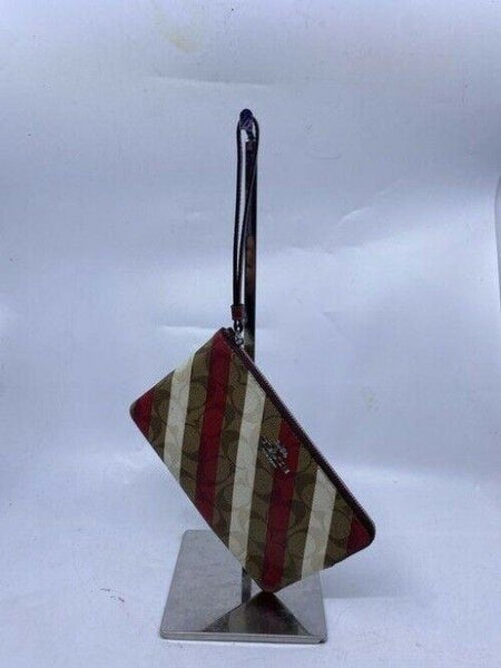 coach stripe red white wristlet