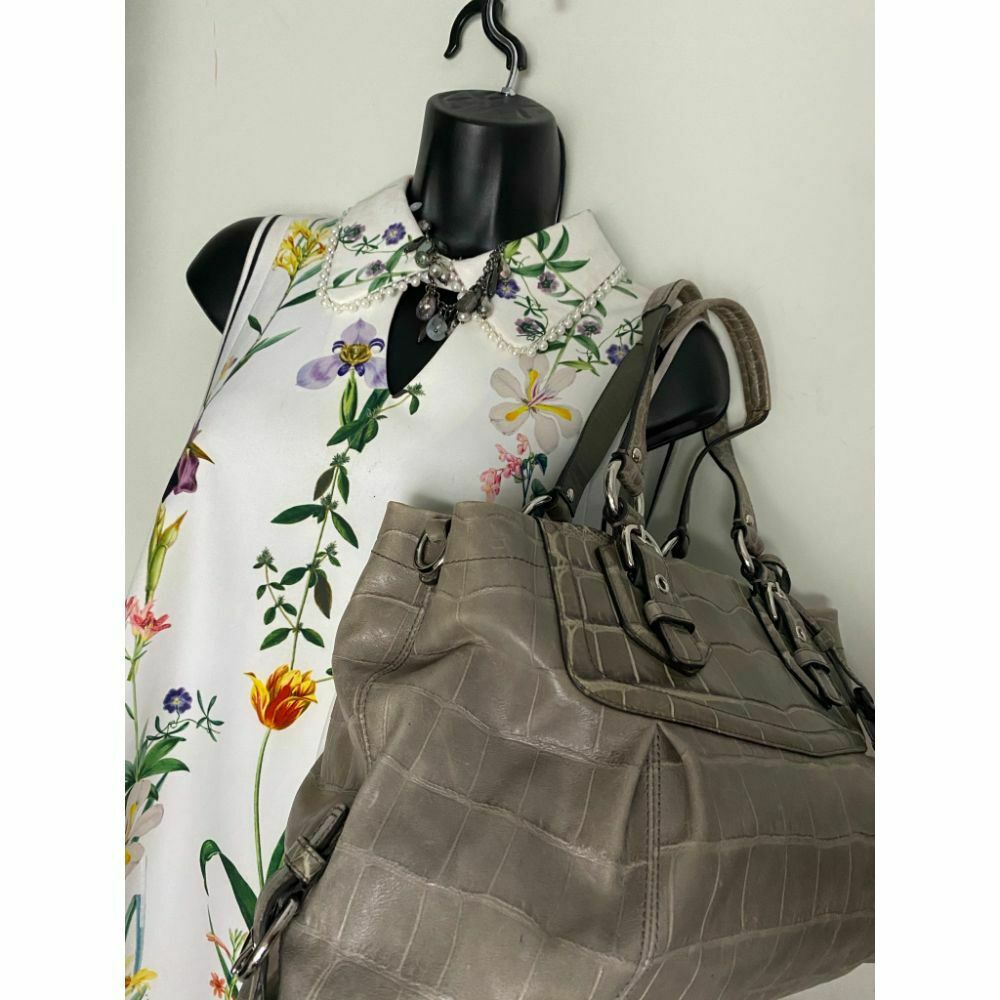COACH Animal Embossed Leather Gray Shoulder Bag Amazing!