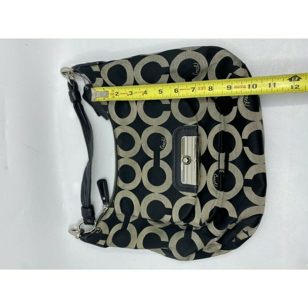 COACH Medium/Large Jacquard Fabric Signature Black Beige Tote Bag