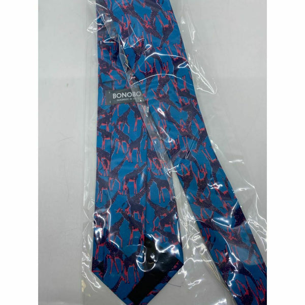 New! BONOBOS Blue Pink Animal Print Neck Tie Msrp 95