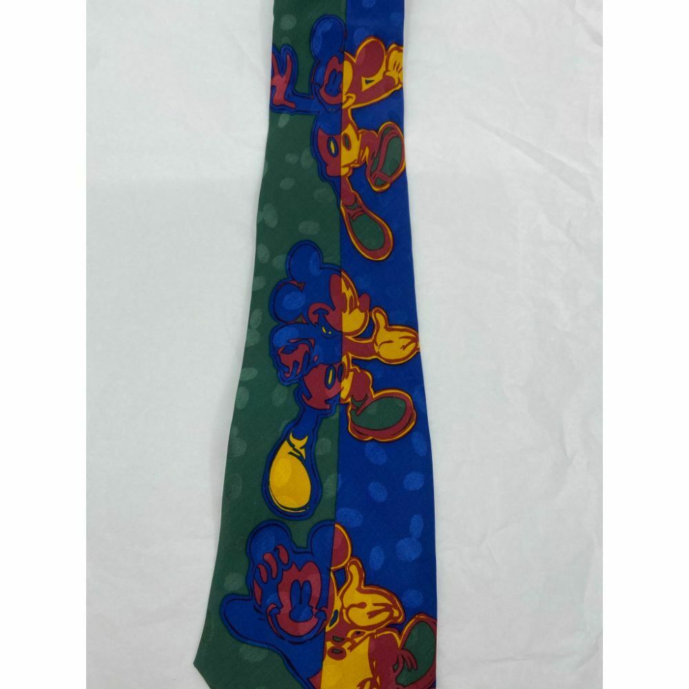 New! MICKEY MOUSE Disney Neck Tie Blue Green 100% Silk Handmade