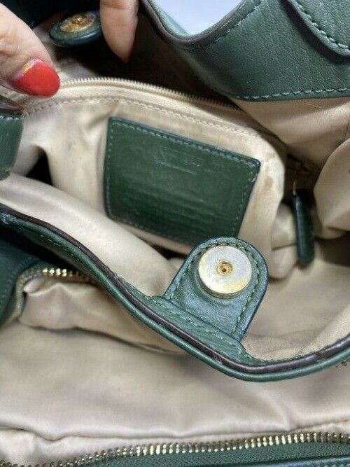 coach vintage dark green leather shoulder bag
