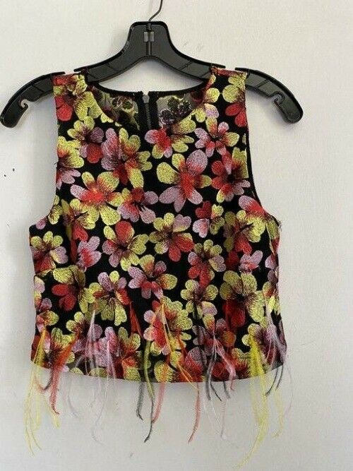 nicole miller black yellow red new floral small tank topcami