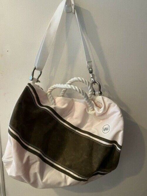 duffle sailing vacation white gray weekendtravel bag