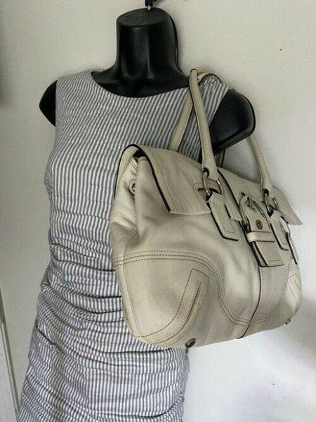 coach medium bag handbag off white leather shoulder bag