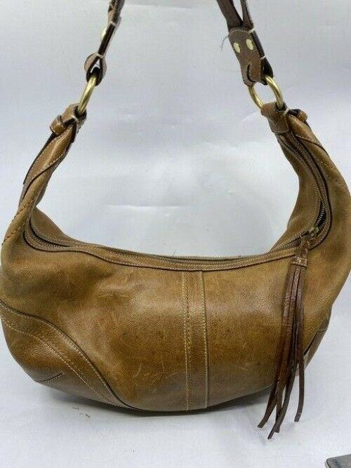 coach large brown leather shoulder bag
