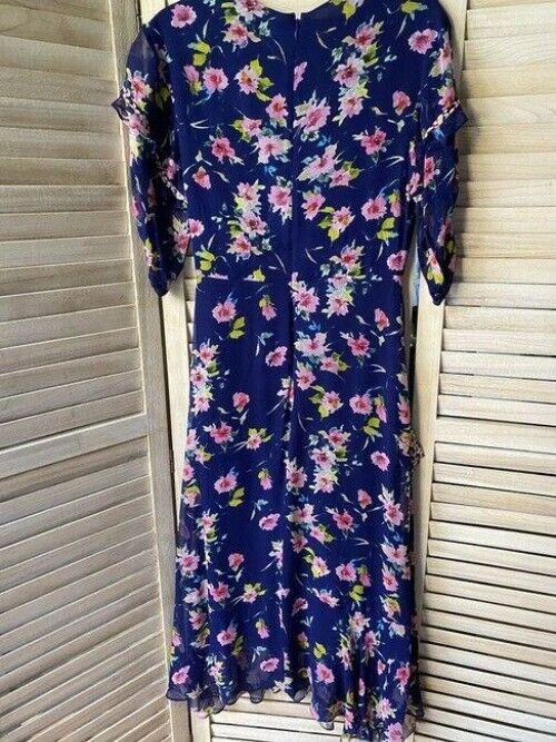 nicole miller blue pink floral msrp long casual maxi dress
