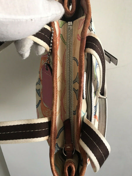 COACH Beige/multi-colored Canvas All Over Logo Handbag