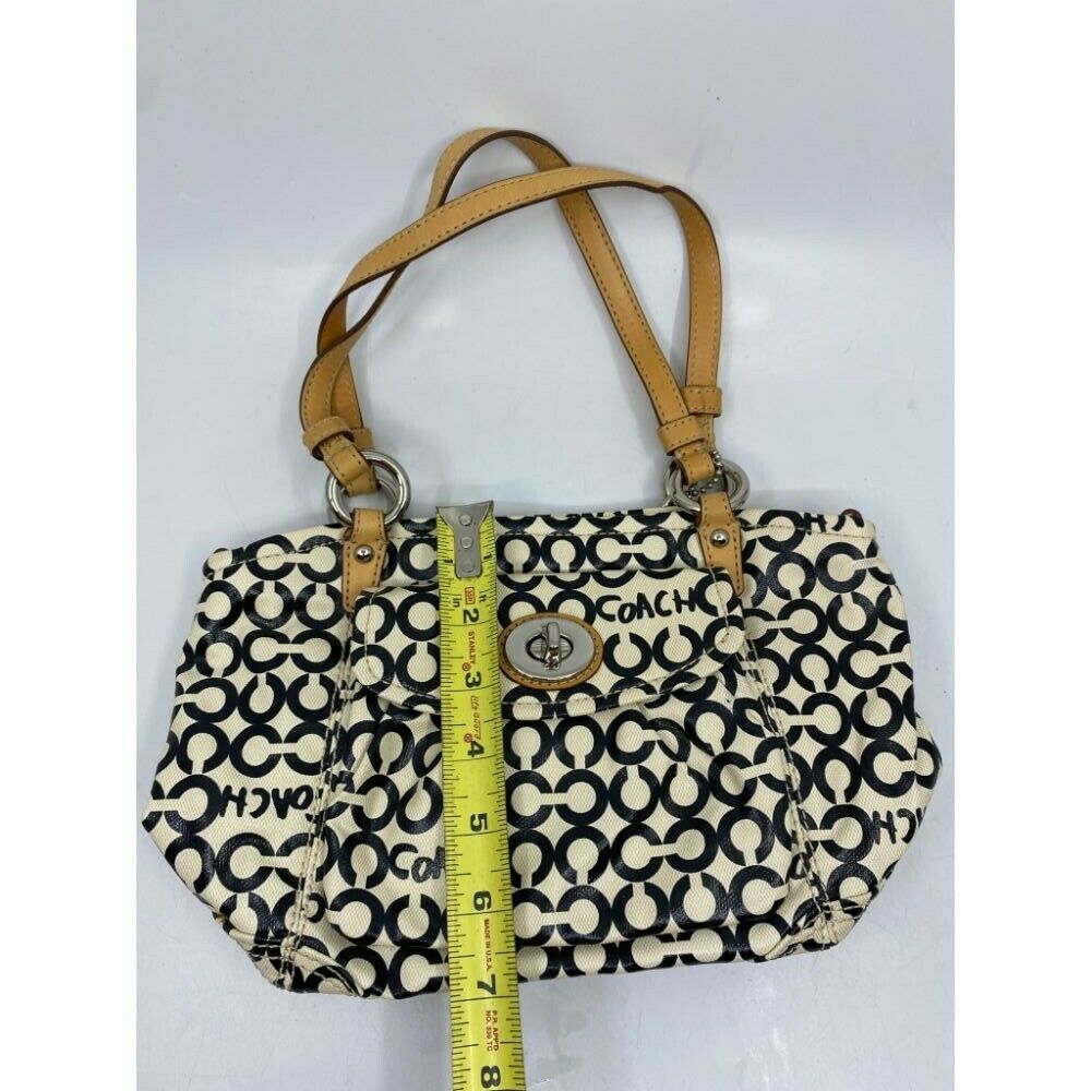 Coach Cream Black Coated Canvas Signature Handbag