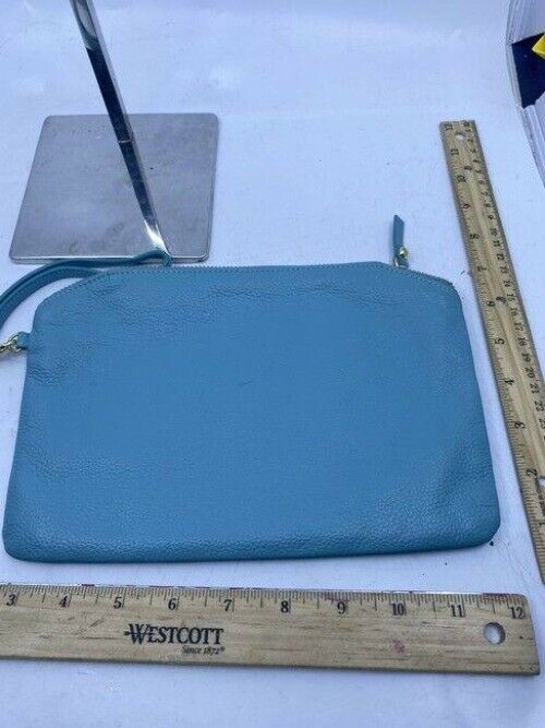 Lodis Large Soft Blue Leather Clutch