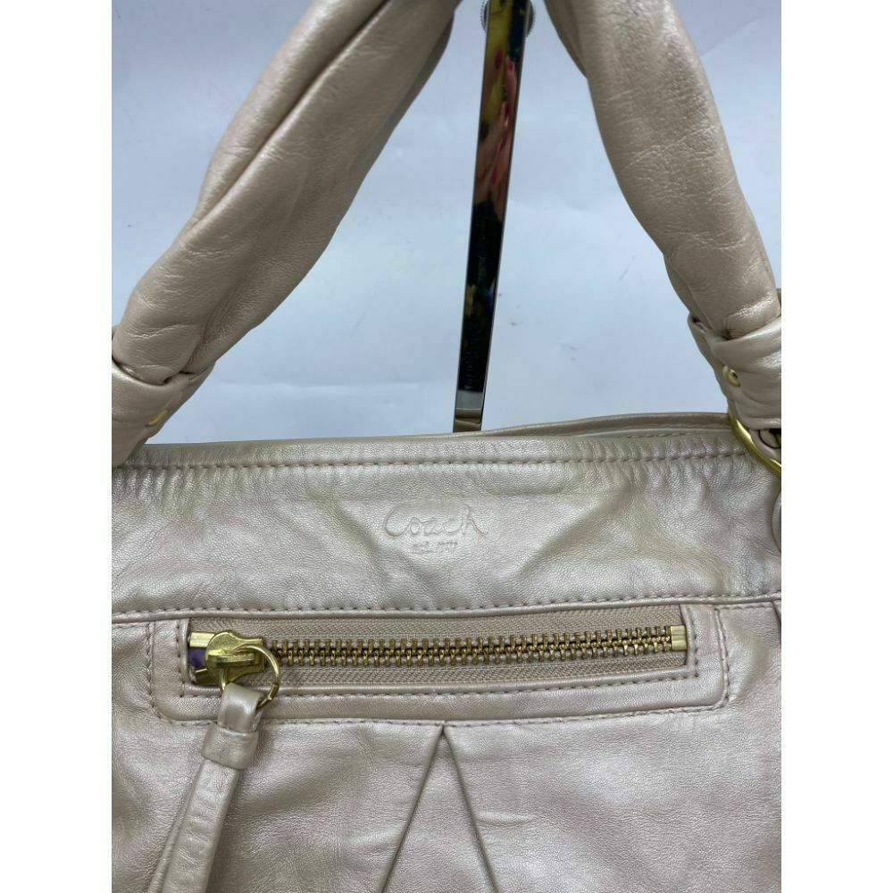 COACH Pink Silver XL Leather Shoulder Bag Very Good Condition