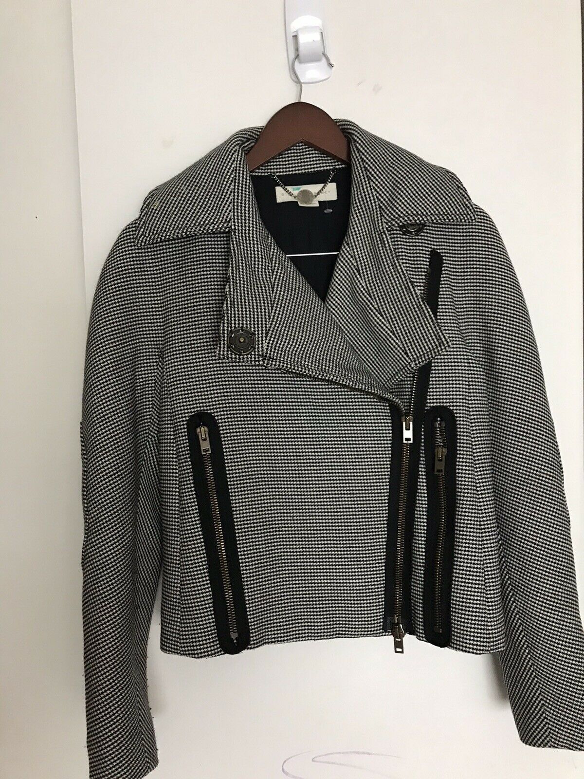 STELLA McCartney Houndstooth Bomber Jacket US Sz Small