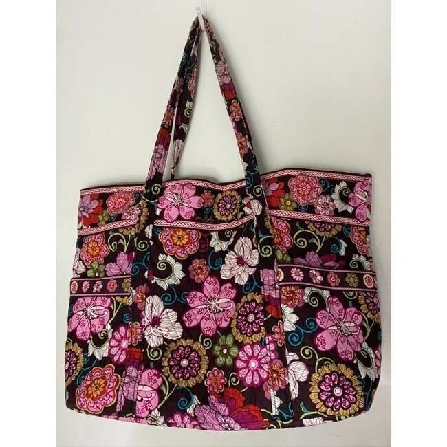 vera bradley bag extra large msrp black white pink tote