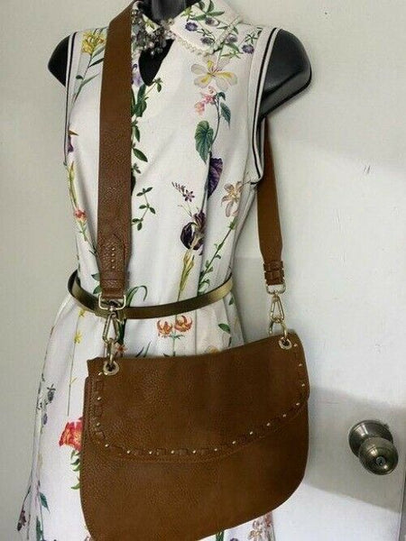 steve madden brown leather cross body bag