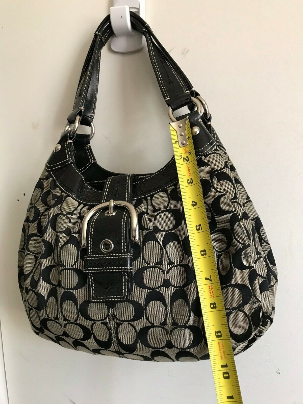 Coach Black Fabric Signature hand bag