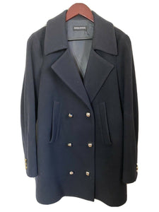 SONIA RYKIEL Black Wool Pea Coat Size 36/ Small