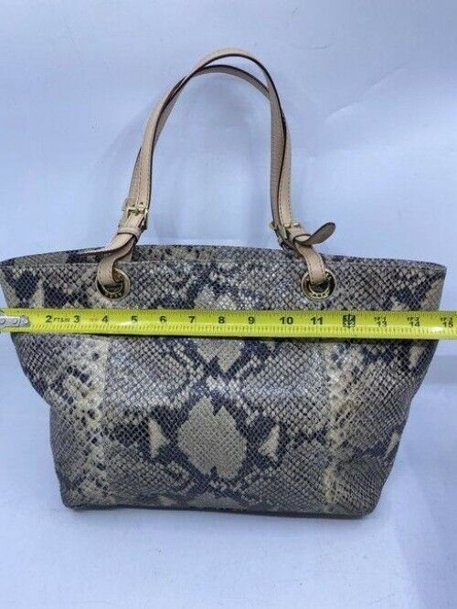 michael kors bag snake print beige black leather tote