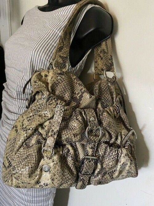 michael kors bag snake print beige leather tote