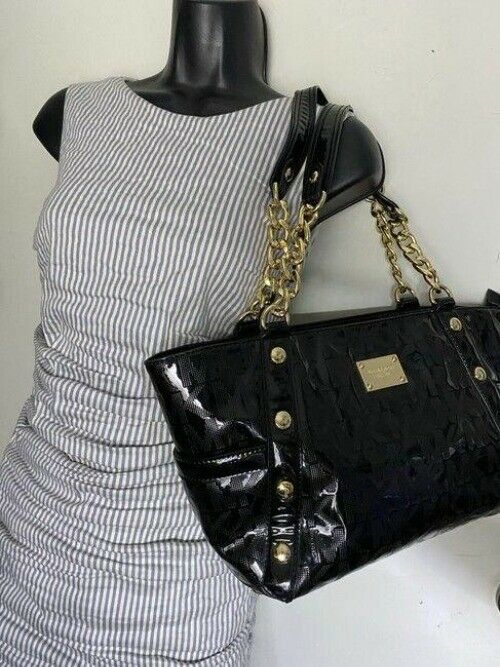 michael kors bag black patent leather tote