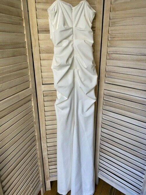 Nicole Miller Ivory Strapless Rouged Gown Msrp